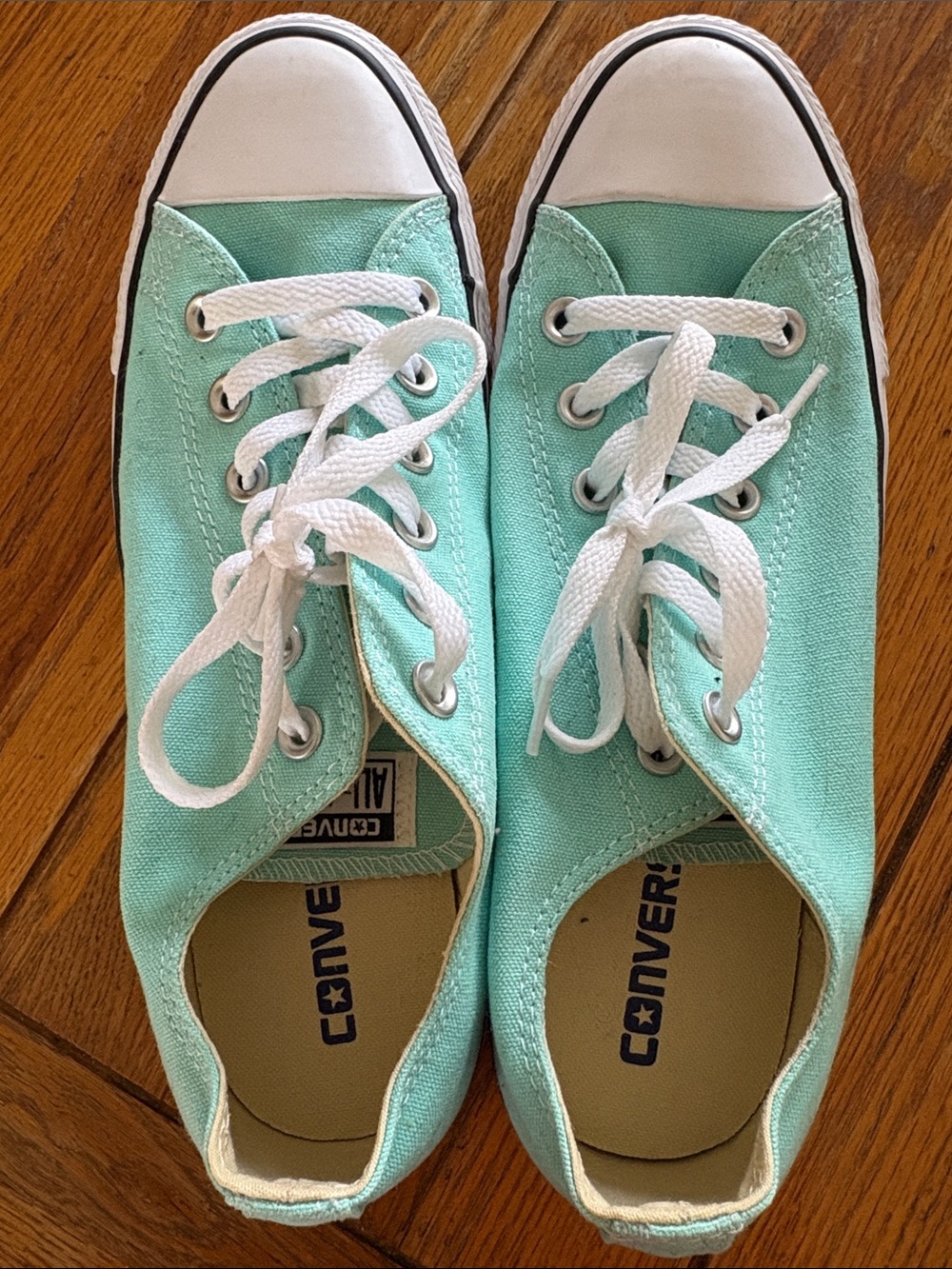 Converse Low Top Sneakers in Mint Teal with White Trim